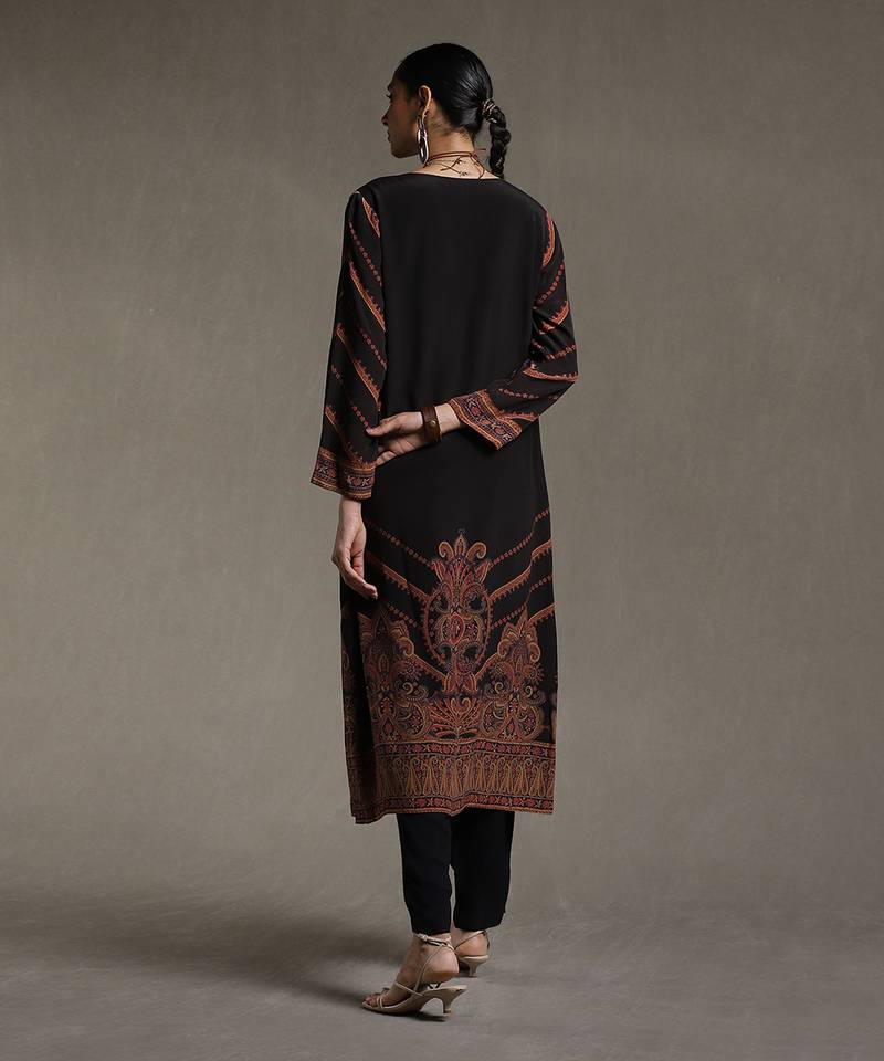Black Printed Kurta Set