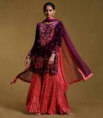 Purple Floral Printed Kurta set by RITU KUMAR