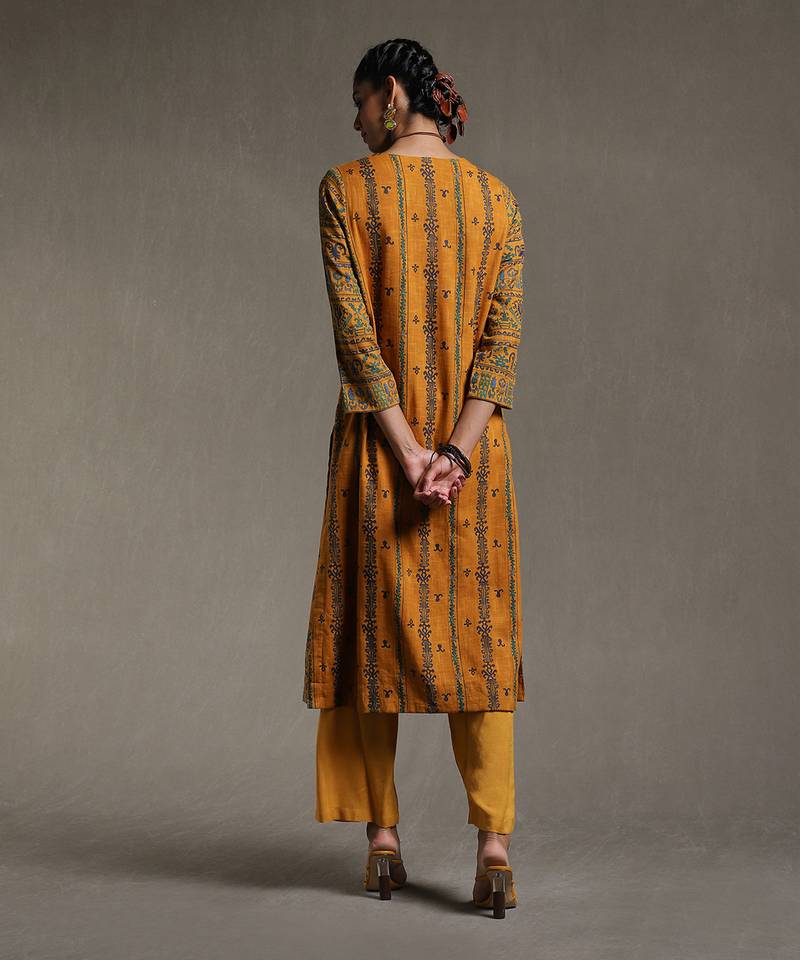 Yellow Printed Kurta Set