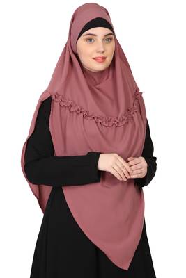 Nazneen Frill around shoulder, Triangle instant ready to wear tie at back Trendy Hijab 3