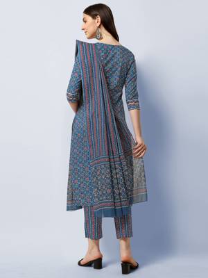 BLUE PRINTED COTTON SALWAR STITCHED 3