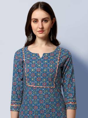 BLUE PRINTED COTTON SALWAR STITCHED 4