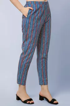 BLUE PRINTED COTTON SALWAR STITCHED