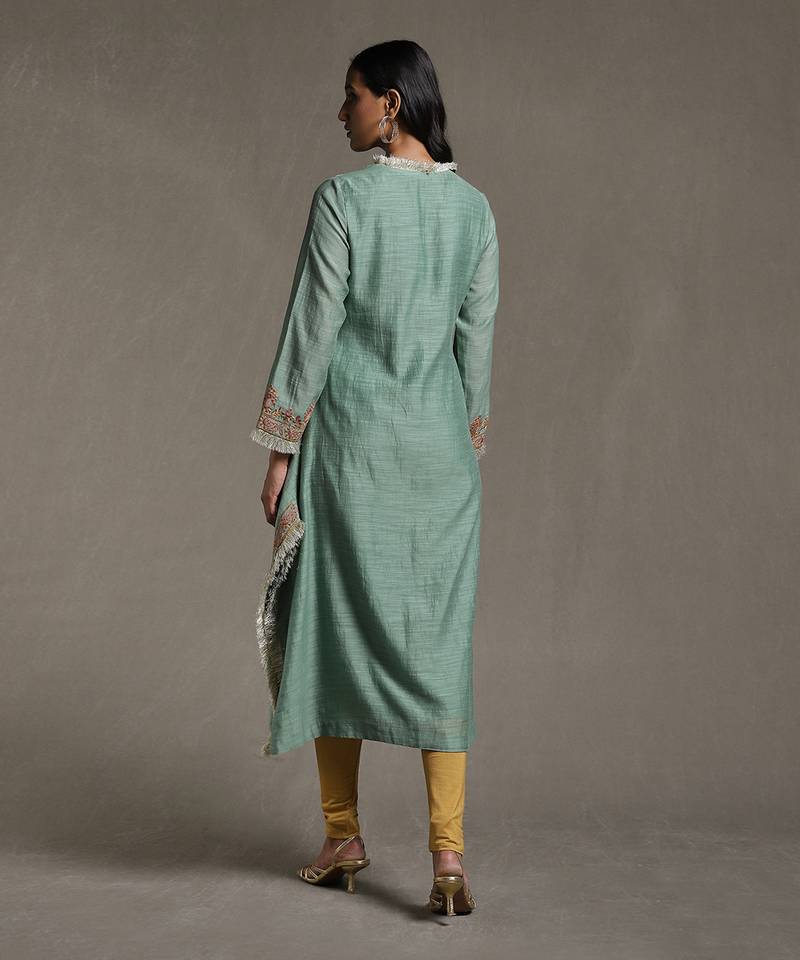 Green Embroidered Kurta Set by RITU KUMAR