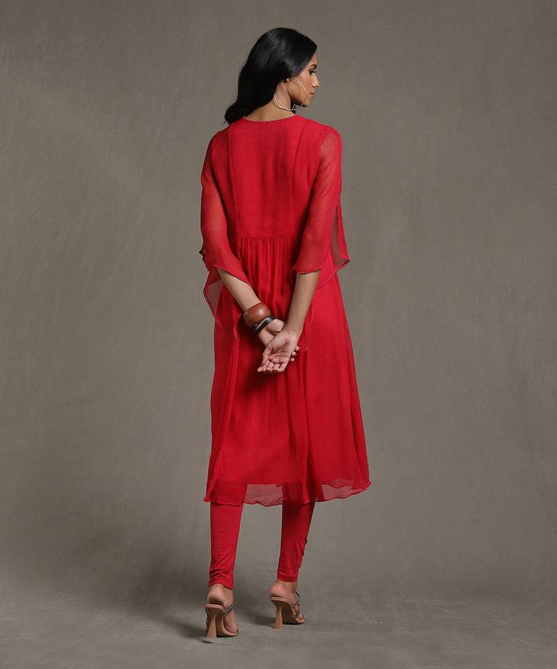 Fuchsia Kurta With Legging And Dupatta Set by RITU KUMAR