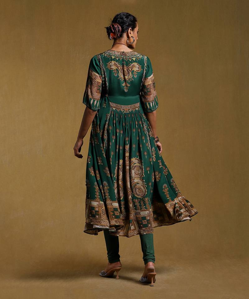 Green Printed Kurta Set by RITU KUMAR