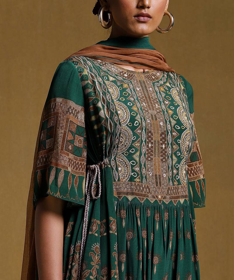 Green Printed Kurta Set by RITU KUMAR