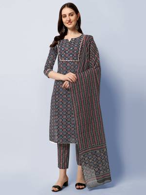 BLACK PRINTED COTTON SALWAR STITCHED 1