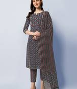 BLACK PRINTED COTTON SALWAR STITCHED