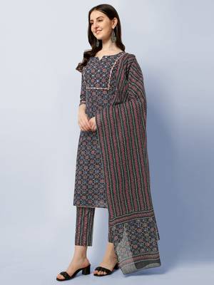 BLACK PRINTED COTTON SALWAR STITCHED 2