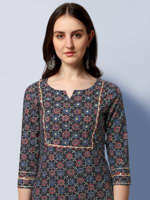 BLACK PRINTED COTTON SALWAR STITCHED 4