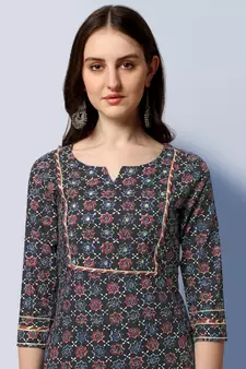 BLACK PRINTED COTTON SALWAR STITCHED