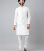 Hangup 3Pc Kurta Pyjama and Nehru jacket Set for men's