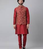 Hangup 3Pc Kurta Pyjama and Nehru jacket Set for men's