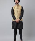 Hangup 3Pc Kurta Pyjama and Nehru jacket Set for men's