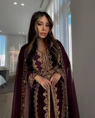 Sara Creation Georgette Zari and Beads Embedded Wine Party Wear Kaftan 2