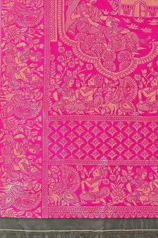 Black printed Banarasi silk blend Saree with blouse