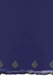 Plain Banarasi silk blend Blue Saree with Blouse