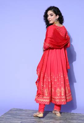Red embroidered rayon salwar 2