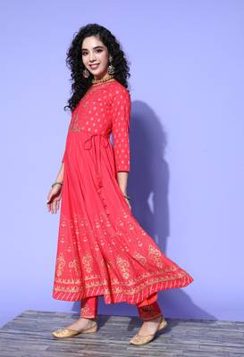 Red embroidered rayon salwar 3