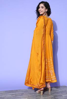 Mustard embroidered rayon salwar 2