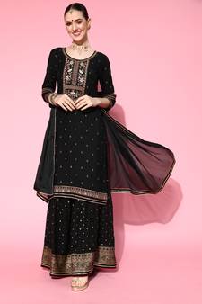 Black embroidered rayon salwar