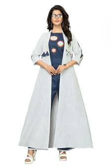 Blue embroidered cotton salwar