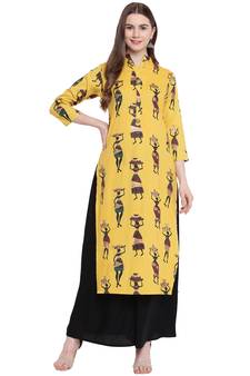Yellow printed rayon salwar