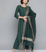 Green woven cotton salwar