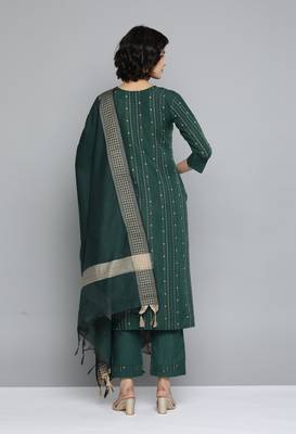 Green woven cotton salwar 2