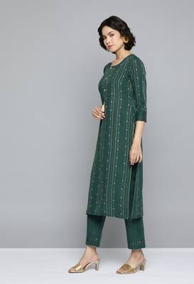 Green woven cotton salwar 3