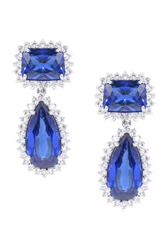 Green 3 Row Solitaire Necklace With Emerald Pendants And Earrings