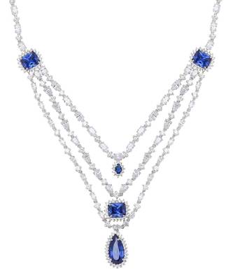 Green 3 Row Solitaire Necklace With Emerald Pendants And Earrings 9