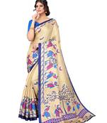 Leeza Store Women's Latest Design Banarasi Art Silk Blend Printed Saree With Blouse Piece