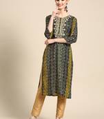 Women's Blue Bandhani Printed Rayon Kurta.