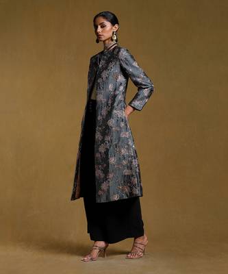 RITU KUMAR Green Lurex Long Jacket 2