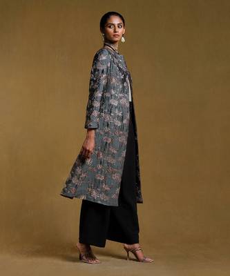 RITU KUMAR Green Lurex Long Jacket 3