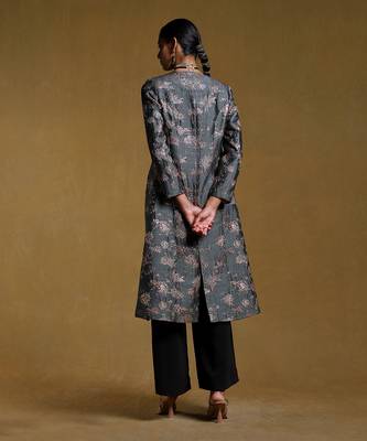 RITU KUMAR Green Lurex Long Jacket 4