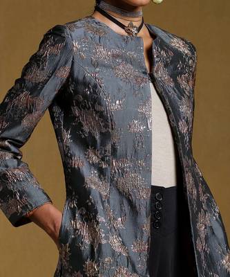 RITU KUMAR Green Lurex Long Jacket 5