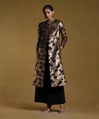 RITU KUMAR Gold Lurex Long Jacket 1