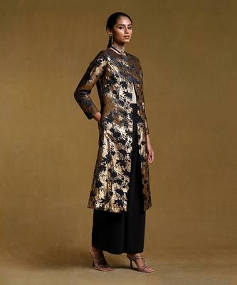 RITU KUMAR Gold Lurex Long Jacket 3