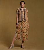RITU KUMAR Brown Embroidered Fur Jacket