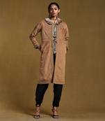 RITU KUMAR Brown Embroidered Long Fur Jacket