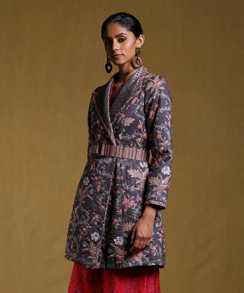 RITU KUMAR Charcoal Printed Long Jacket