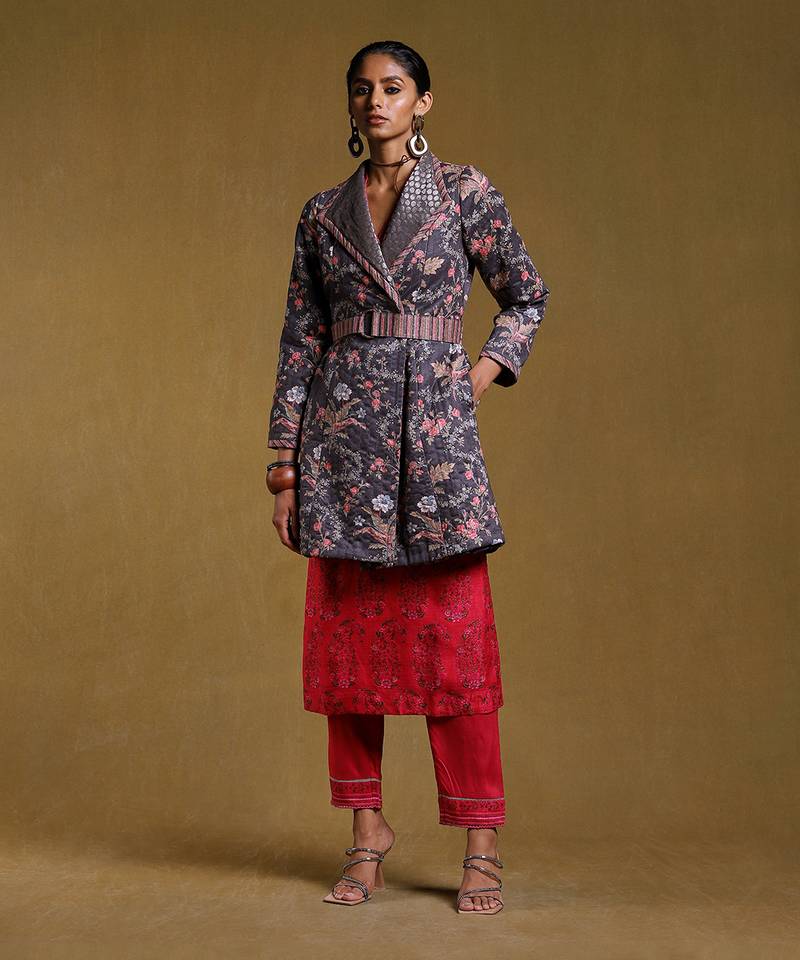 RITU KUMAR Charcoal Printed Long Jacket