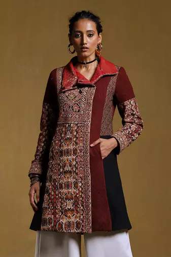 Black Printed Jacket by RITU KUMAR