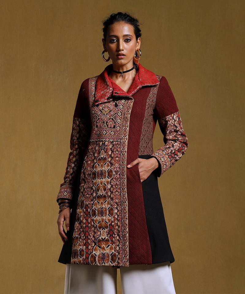 Black Printed Jacket by RITU KUMAR