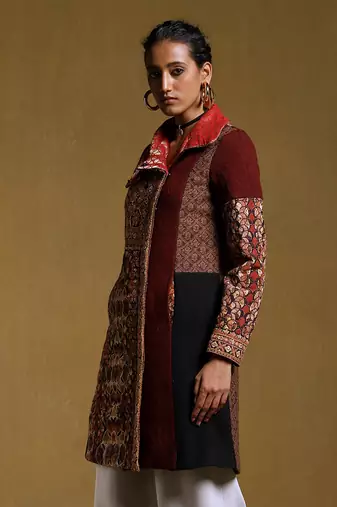 Black Printed Jacket by RITU KUMAR