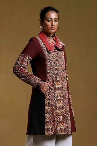 Black Printed Jacket by RITU KUMAR