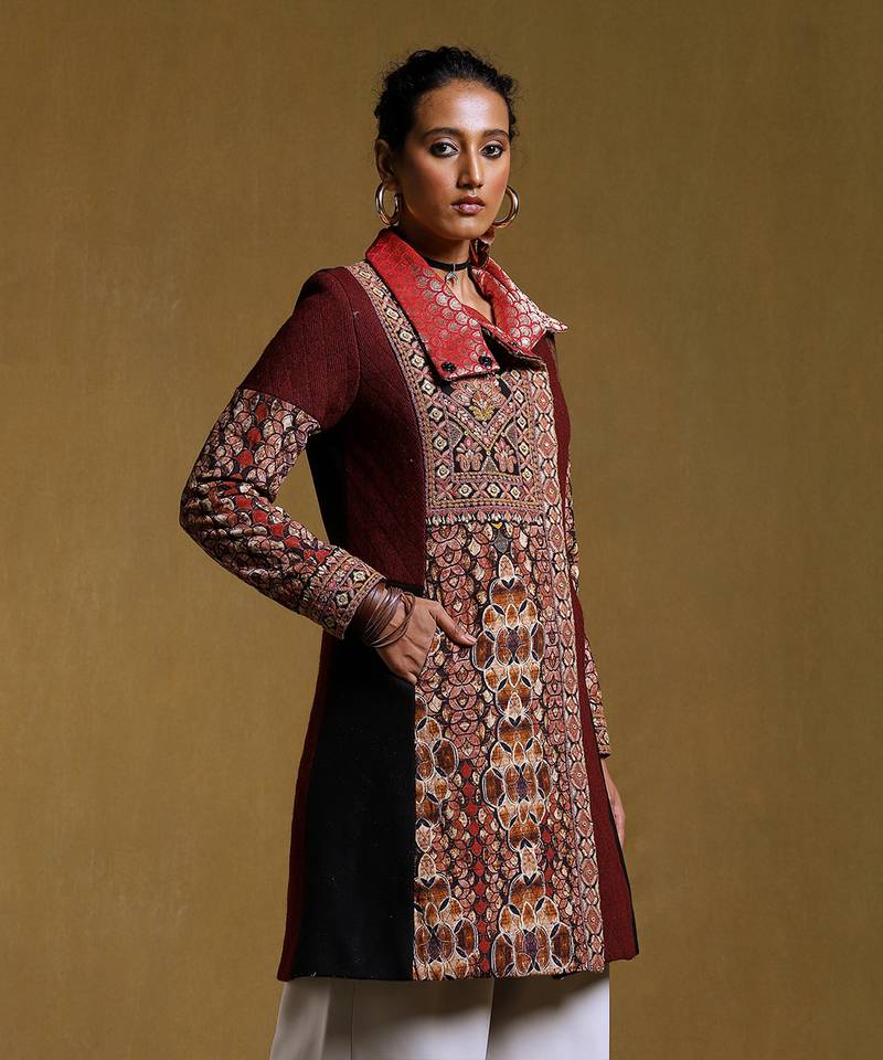 Black Printed Jacket by RITU KUMAR